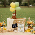 A Wild Little Monkey is Coming, Monkey Digital Pregnancy Announcement, Customizable Canva Editable Template, Gender Neutral Baby Reveal - TailoredTreasuresDigitalDesigns™