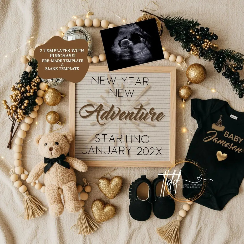 New Baby Adventure Baby Reveal Digital Editable Template, Gender Neutral Canva Template TailoredTreasuresDigitalDesigns™