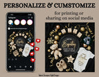 Phone screen with social media interface and baby-themed decorations on a brown background