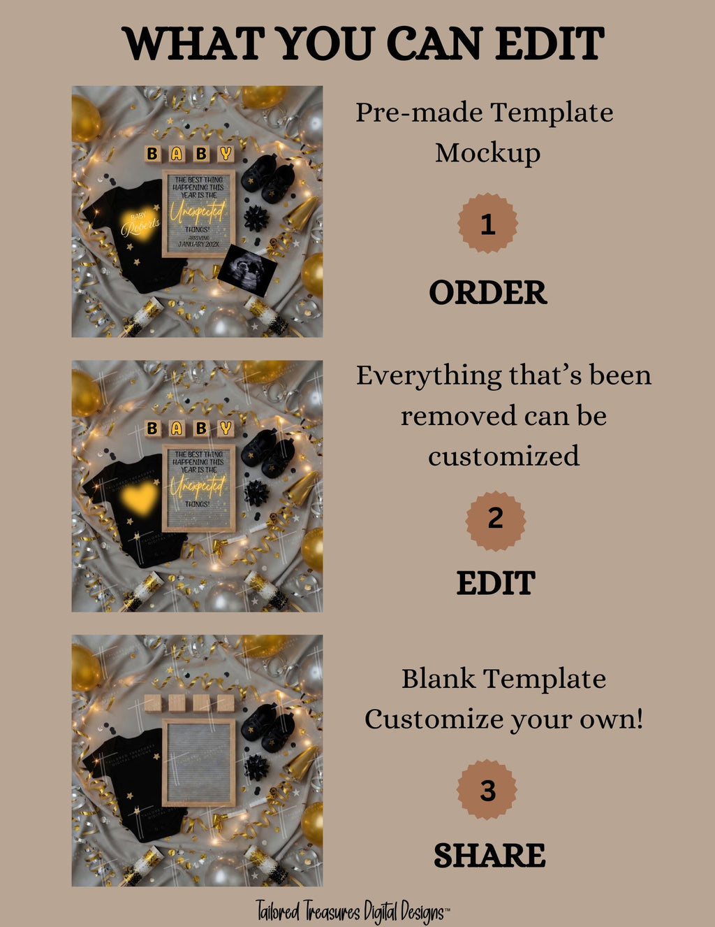 Unexpected Baby Reveal Digital Editable Template, Gender Neutral Canva Instant Download