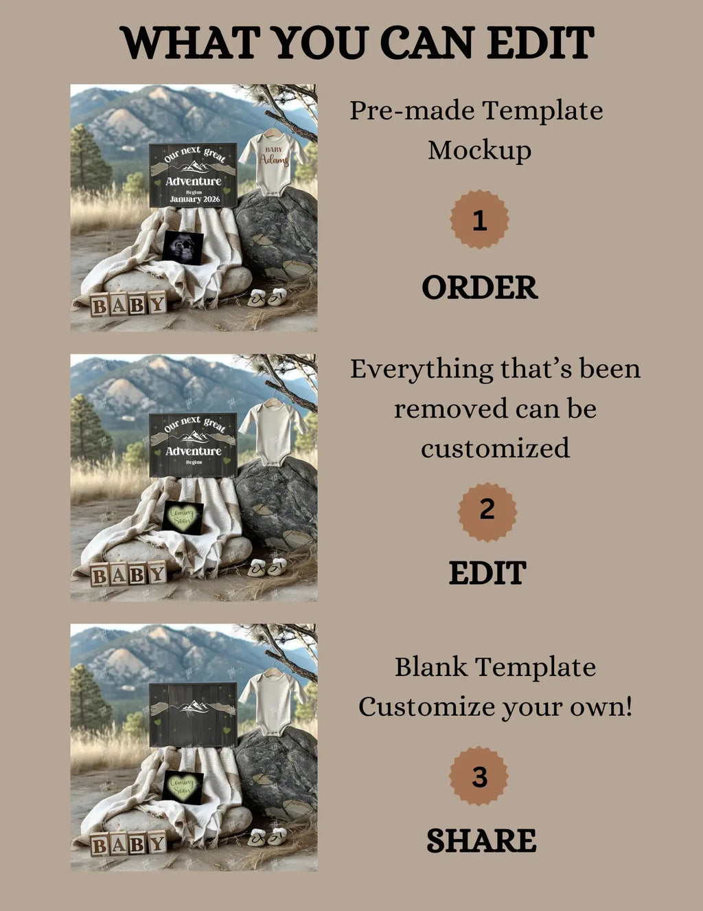 Digital Our Next Great Adventure Pregnancy Announcement, Customizable Mountains Themed, Editable Details Template - TailoredTreasuresDigitalDesigns™