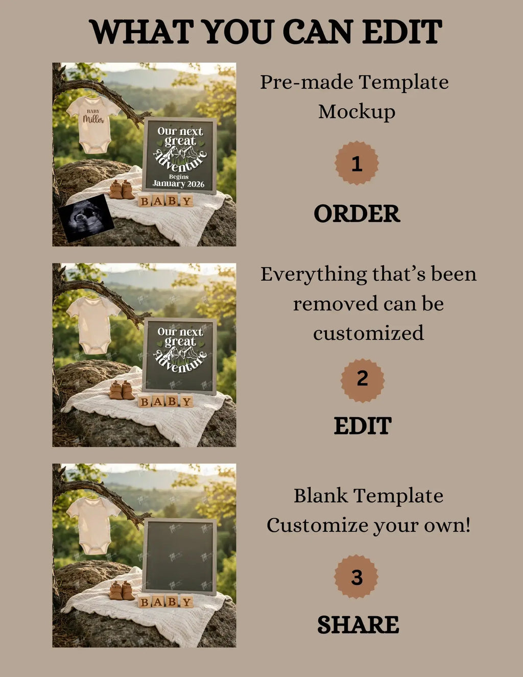 Our Next Great Adventure Digital Pregnancy Announcement, Gender Neutral Customizable Hiking Editable Template - TailoredTreasuresDigitalDesigns™