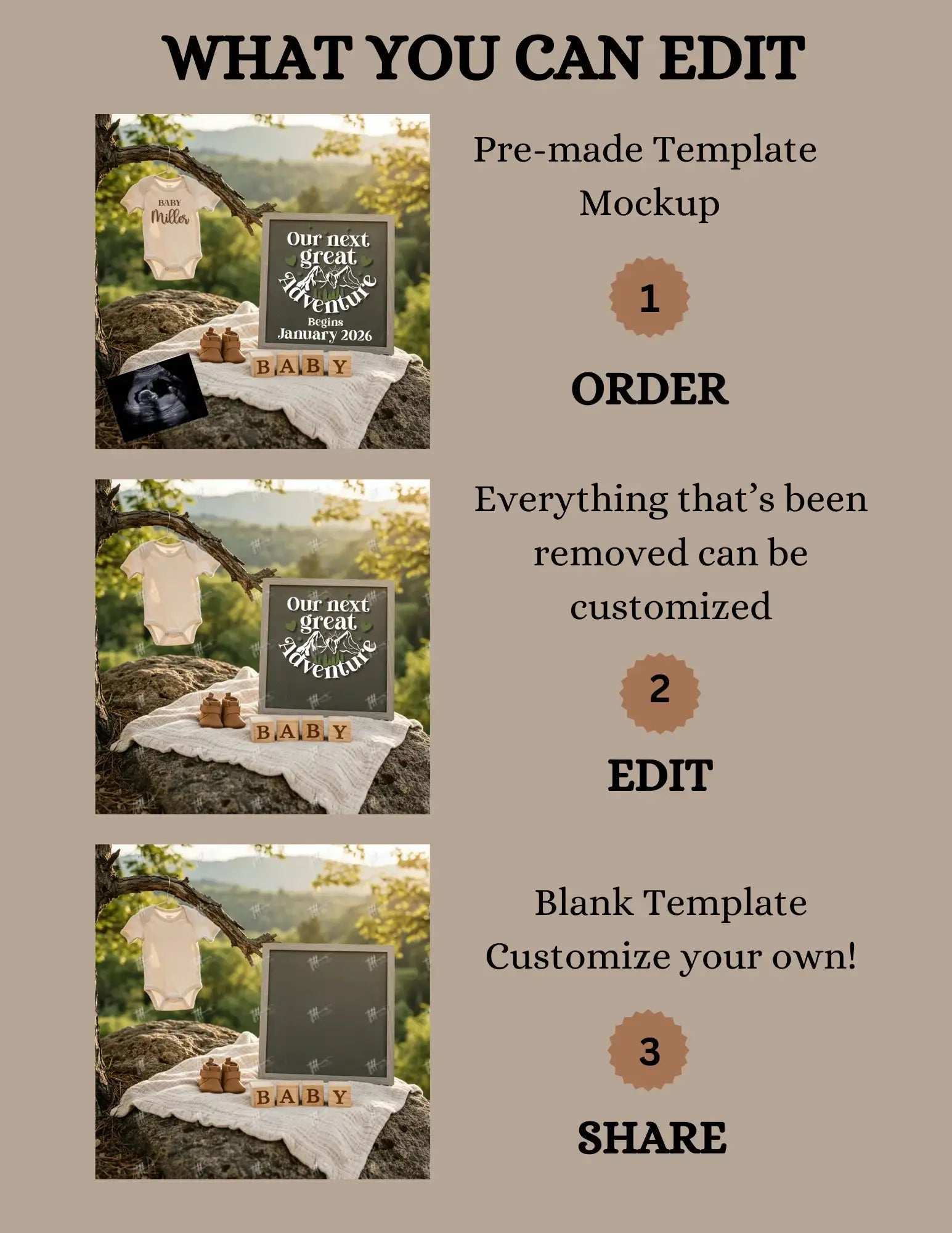 Our Next Great Adventure Digital Pregnancy Announcement, Gender Neutral Customizable Hiking Editable Template - TailoredTreasuresDigitalDesigns™