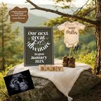Our Next Great Adventure Digital Pregnancy Announcement, Gender Neutral Customizable Outdoors Editable Template - TailoredTreasuresDigitalDesigns™