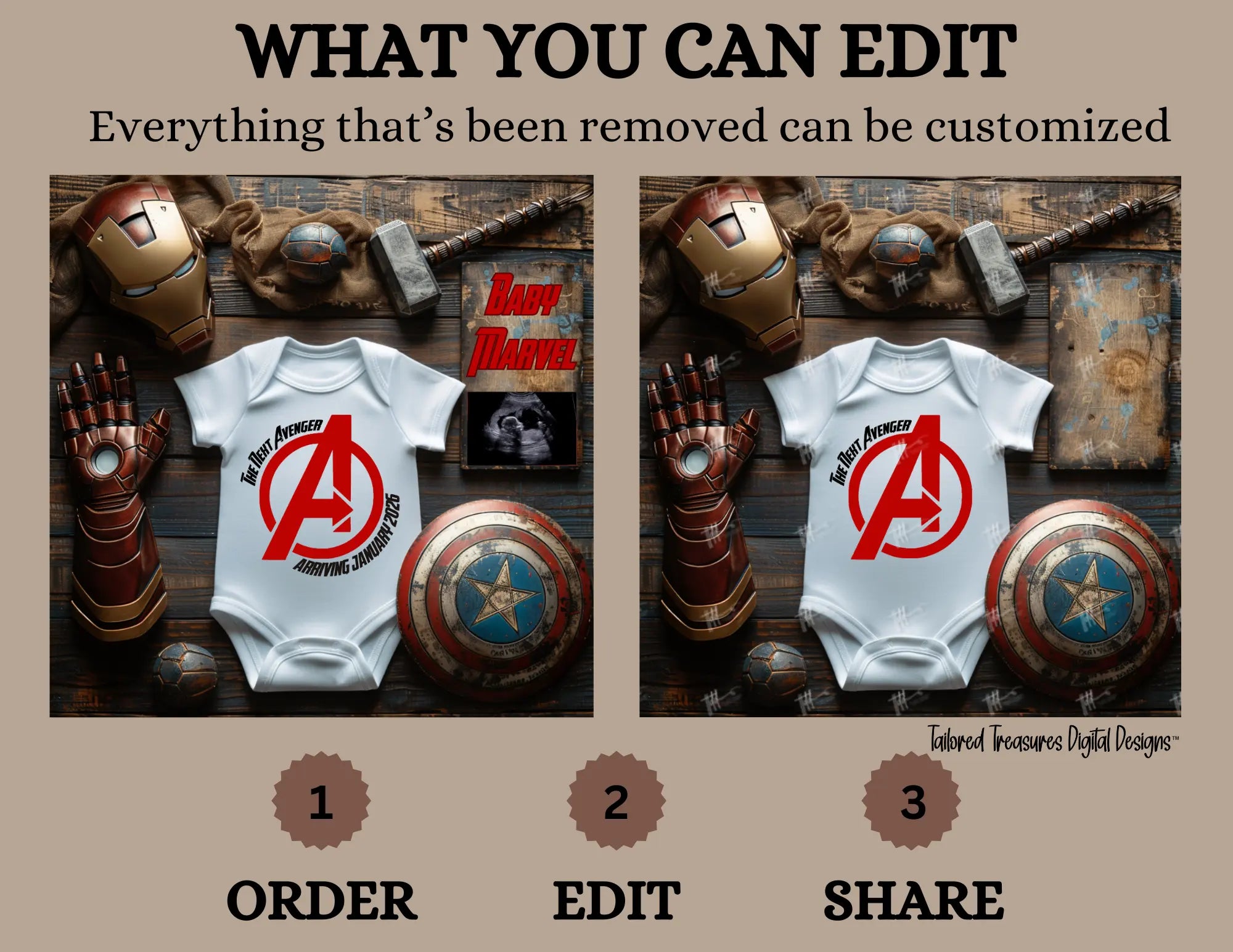 Digital Superhero Pregnancy Announcement, The Next Avenger is Coming, Customizable Marvel Themed, Personalized Editable Template TailoredTreasuresDigitalDesigns™