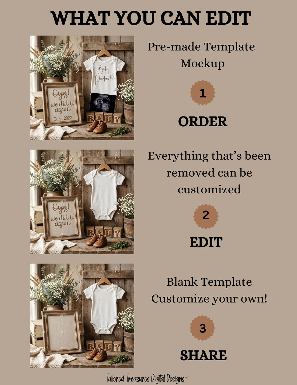 Oops We Did It Again!, Digital Pregnancy Announcement, Gender Neutral, Customizable Boho Themed, Canva Instant Download Editable Template - TailoredTreasuresDigitalDesigns™