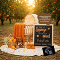 Spring Oranges Baby Reveal Digital Editable Template, Canva Customizable TailoredTreasuresDigitalDesigns™