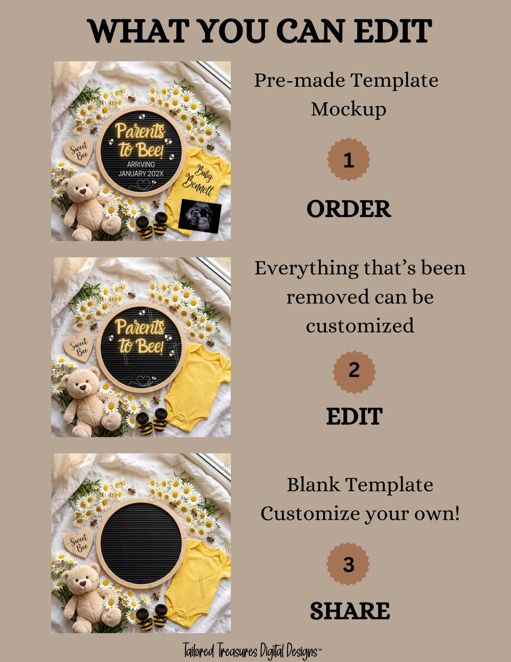 Parents to Bee! Honey Bee Pregnancy Announcement Template | Fully Editable Digital Download TailoredTreasuresDigitalDesigns™
