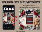 Digital Valentine's Pregnancy Announcement, New Valentiny, Customizable February Themed, Personalized Editable Template TailoredTreasuresDigitalDesigns™