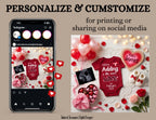 Digital Valentine's Pregnancy Announcement, Angel Baby Adding More Love, Customizable February Themed, Personalized Editable Template TailoredTreasuresDigitalDesigns™