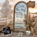 Modern Beach Pregnancy Announcement Template | Gender Neutral Canva Template | Sunset Ocean Baby Reveal TailoredTreasuresDigitalDesigns™