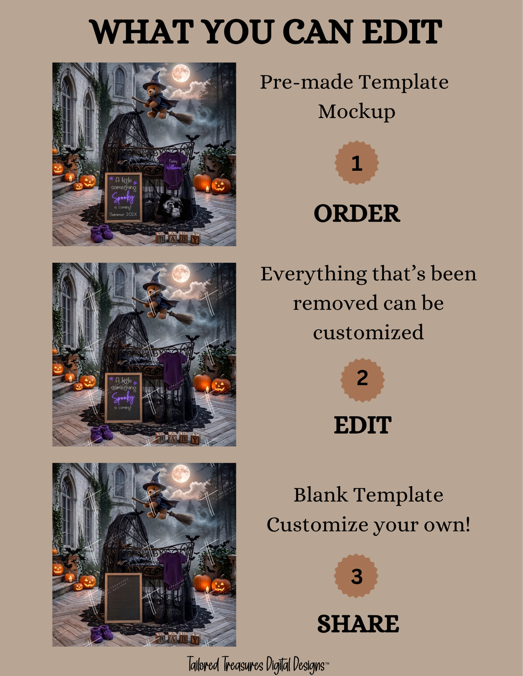 Halloween Pregnancy Announcement Template | A Little Something Spooky | Editable Canva Download