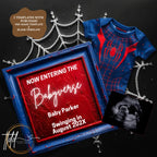 Now Entering the Babyverse, Spiderman Digital Pregnancy Announcement, Gender Neutral, Customizable Superhero Canva Instant Download Editable Template TailoredTreasuresDigitalDesigns™