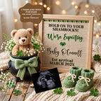 St. Patrick's Day Pregnancy Announcement Template | Hold On To Your Shamrocks We're Expecting | Editable Canva Digital Download TailoredTreasuresDigitalDesigns™