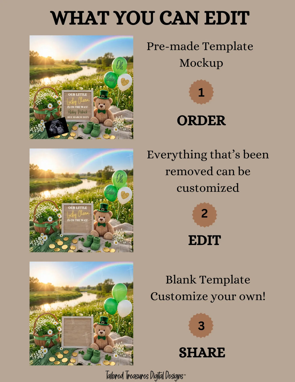 St. Patrick's Day Pregnancy Announcement Template | Our Little Lucky Charm | Editable Canva Digital Download TailoredTreasuresDigitalDesigns™
