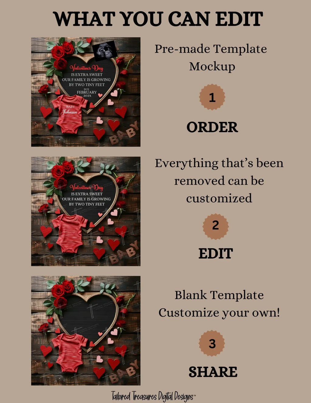 Valentine’s Day Baby Reveal Digital Editable Template, Extra Sweet Personalized Canva Instant Download TailoredTreasuresDigitalDesigns™