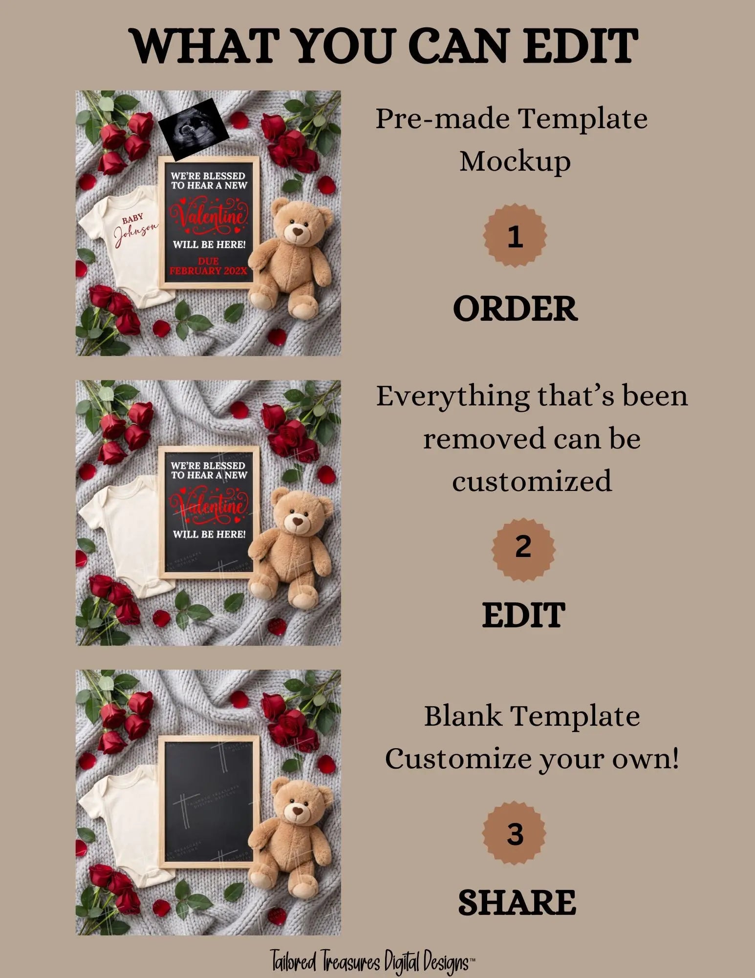 Digital Valentine's Pregnancy Announcement, New Valentiny, Customizable February Themed, Personalized Editable Template TailoredTreasuresDigitalDesigns™