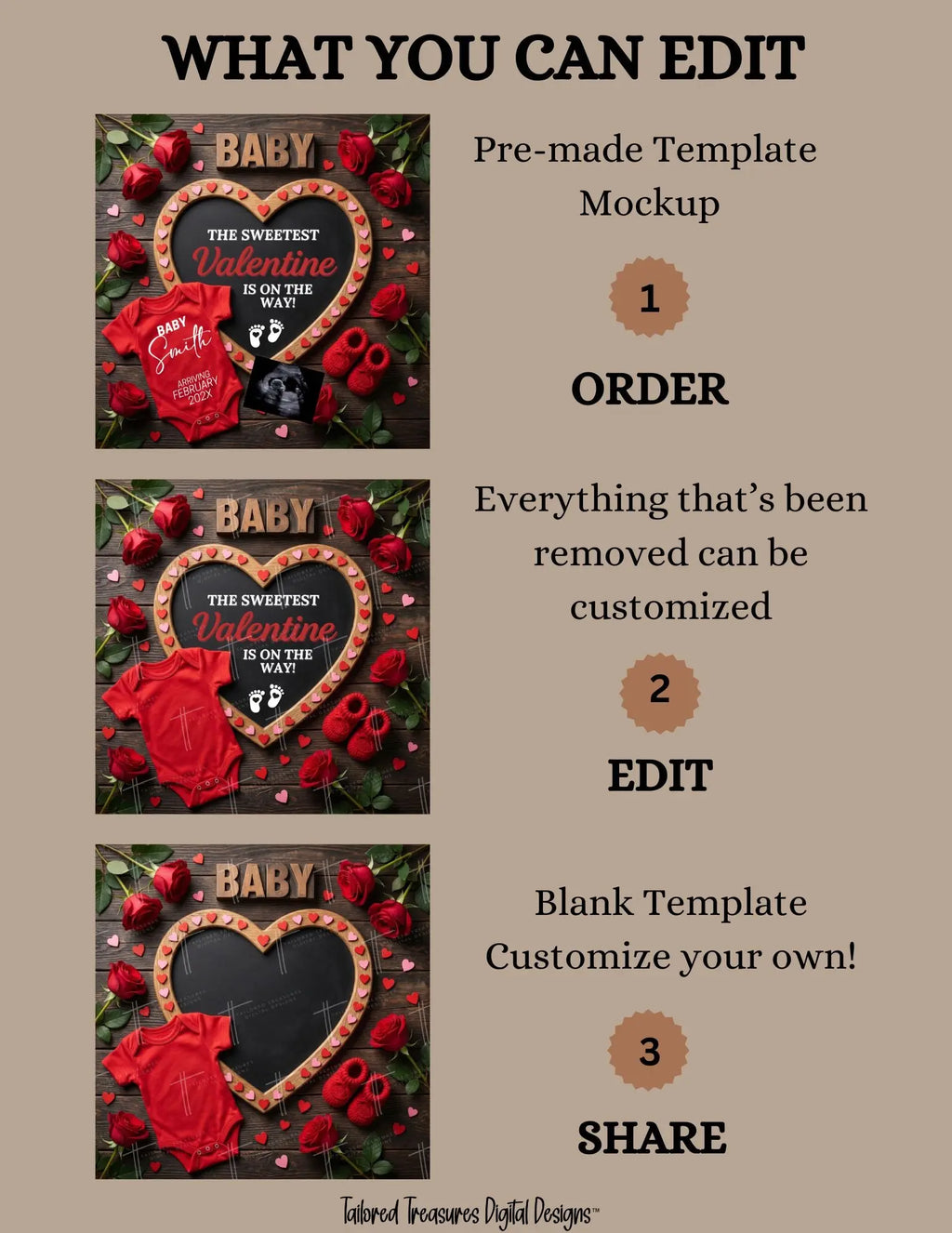Valentine’s Day Sweetest Baby Reveal Digital Editable Template, Personalized Canva Instant Download TailoredTreasuresDigitalDesigns™