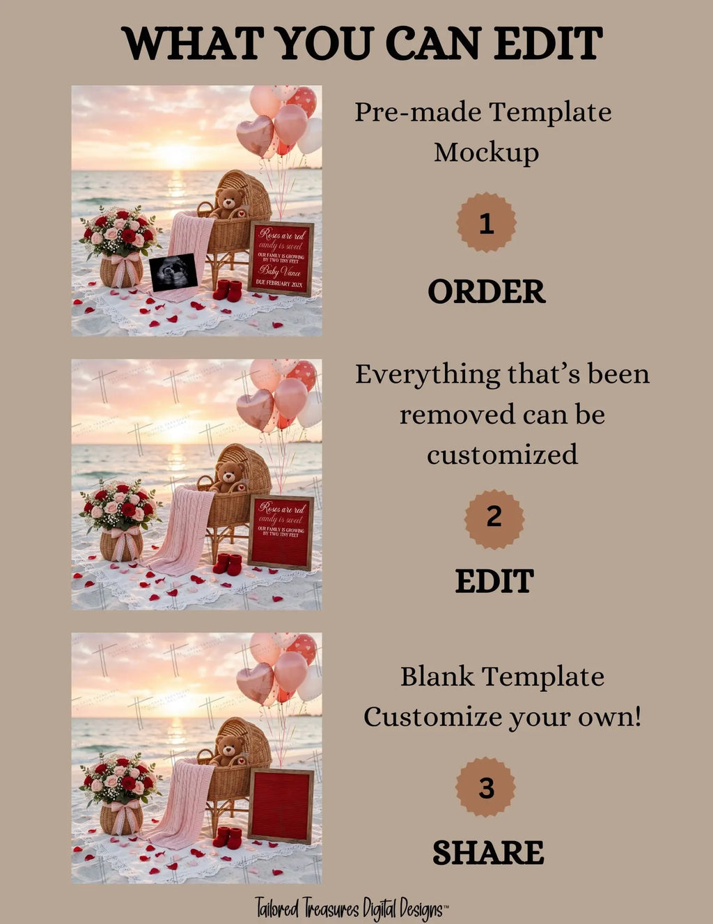 Digital Valentine's Pregnancy Announcement, Roses are Red, Customizable February Themed, Personalized Editable Template TailoredTreasuresDigitalDesigns™