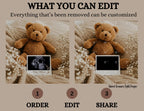 Boho Neutral Teddy Bear, Minimalist Digital Pregnancy Announcement - TailoredTreasuresDigitalDesigns™