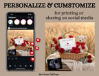 Red Rose Pregnancy Announcement Template | Rustic Boho Baby Reveal | Editable Canva Digital Download TailoredTreasuresDigitalDesigns™