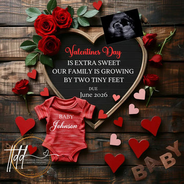 Digital Valentine's Pregnancy Announcement, Extra Sweet, Customizable February Themed, Personalized Editable Template TailoredTreasuresDigitalDesigns™