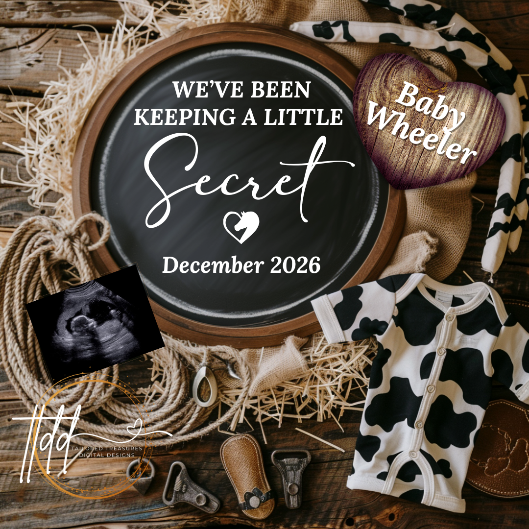 Digital Western Pregnancy Announcement, We've Been Keeping a Little Secret, Customizable Rodeo Themed, Personalized Editable Template TailoredTreasuresDigitalDesigns™