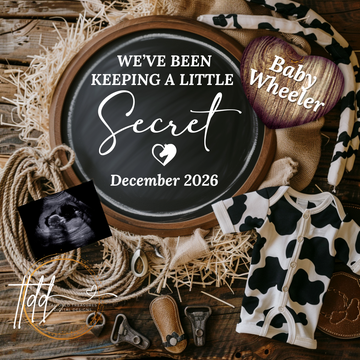 Digital Western Pregnancy Announcement, We've Been Keeping a Little Secret, Customizable Rodeo Themed, Personalized Editable Template TailoredTreasuresDigitalDesigns™