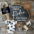 Digital Western Pregnancy Announcement, This is Our First Rodeo, Customizable Cowboy Themed, Personalized Editable Template TailoredTreasuresDigitalDesigns™