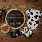 Digital Farm Animal Cow Pregnancy Announcement, Moo-ve Over Everyone, Customizable Western Themed, Personalized Editable Template TailoredTreasuresDigitalDesigns™