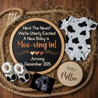 Digital Farm Animal Cow Pregnancy Announcement, Herd The Big News, Customizable Western Themed, Personalized Editable Template TailoredTreasuresDigitalDesigns™