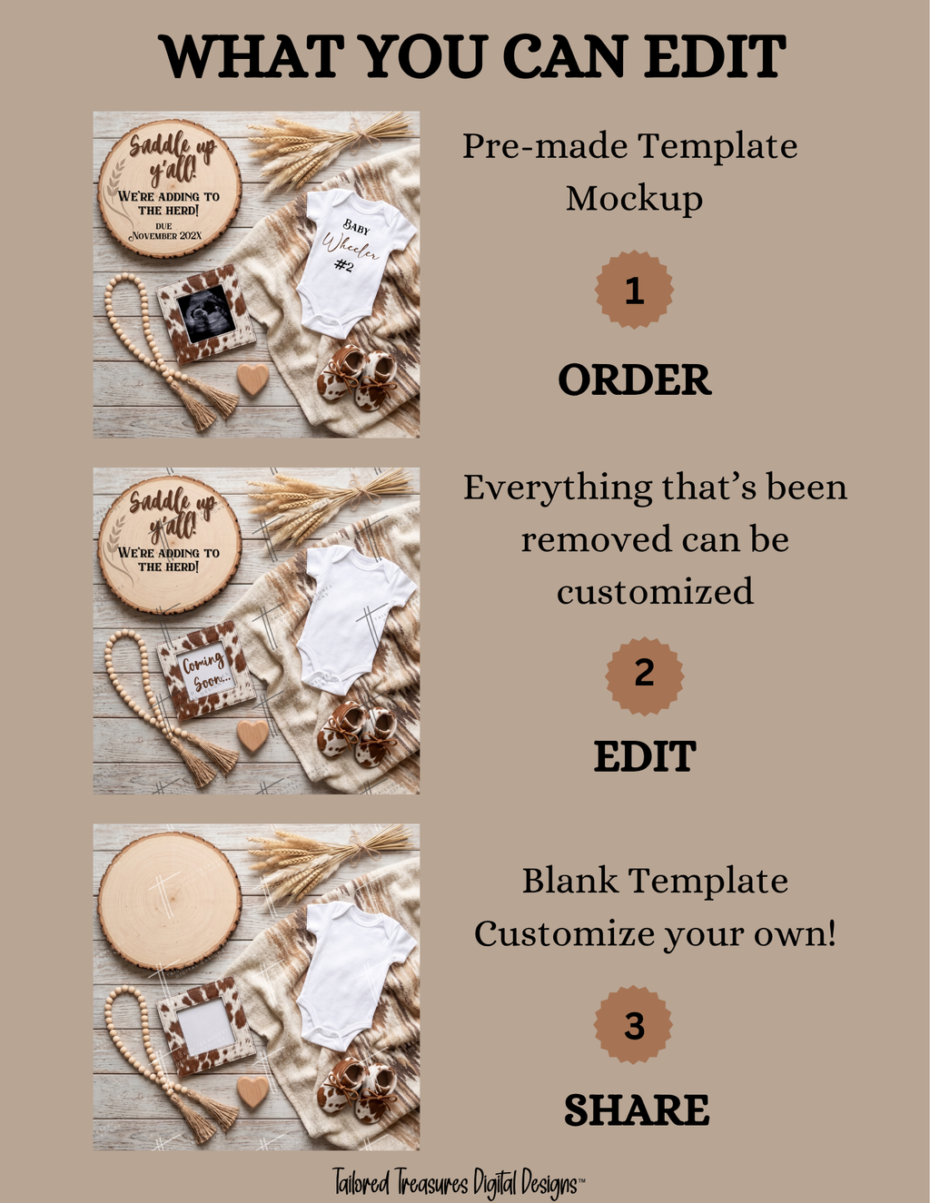 Western Pregnancy Announcement Canva Template – Saddle Up, Adding to Our Herd