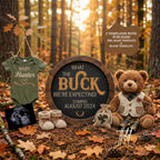 Buck We're Expecting, Hunting Digital Pregnancy Announcement, Gender Natural Customizable Editable Template - TailoredTreasuresDigitalDesigns™