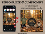 Buck We're Expecting, Hunting Digital Pregnancy Announcement, Gender Natural Customizable Editable Template - TailoredTreasuresDigitalDesigns™