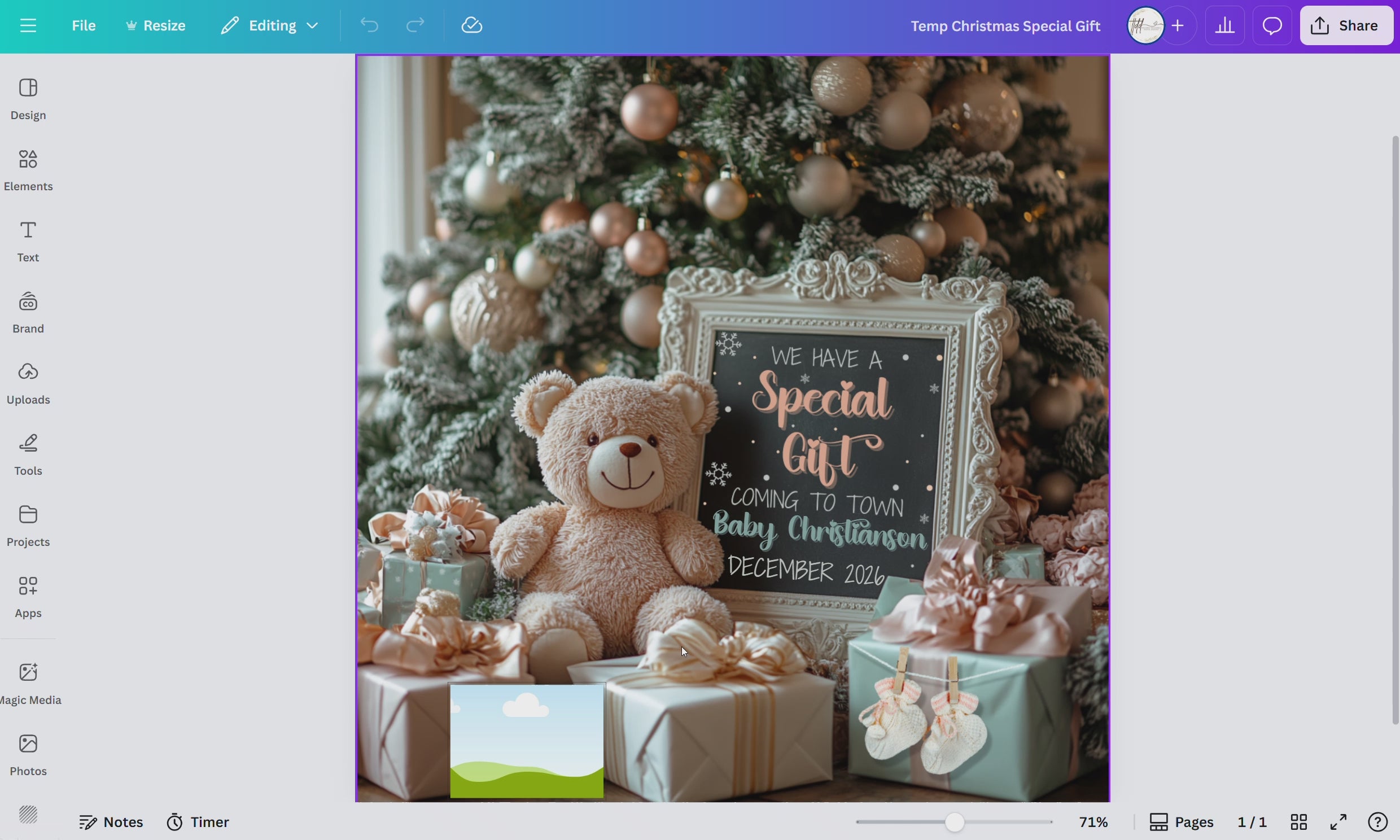 Digital Christmas Pregnancy Announcement, We Have A Special Gift, Customizable Winter Themed, Personalized Editable Template