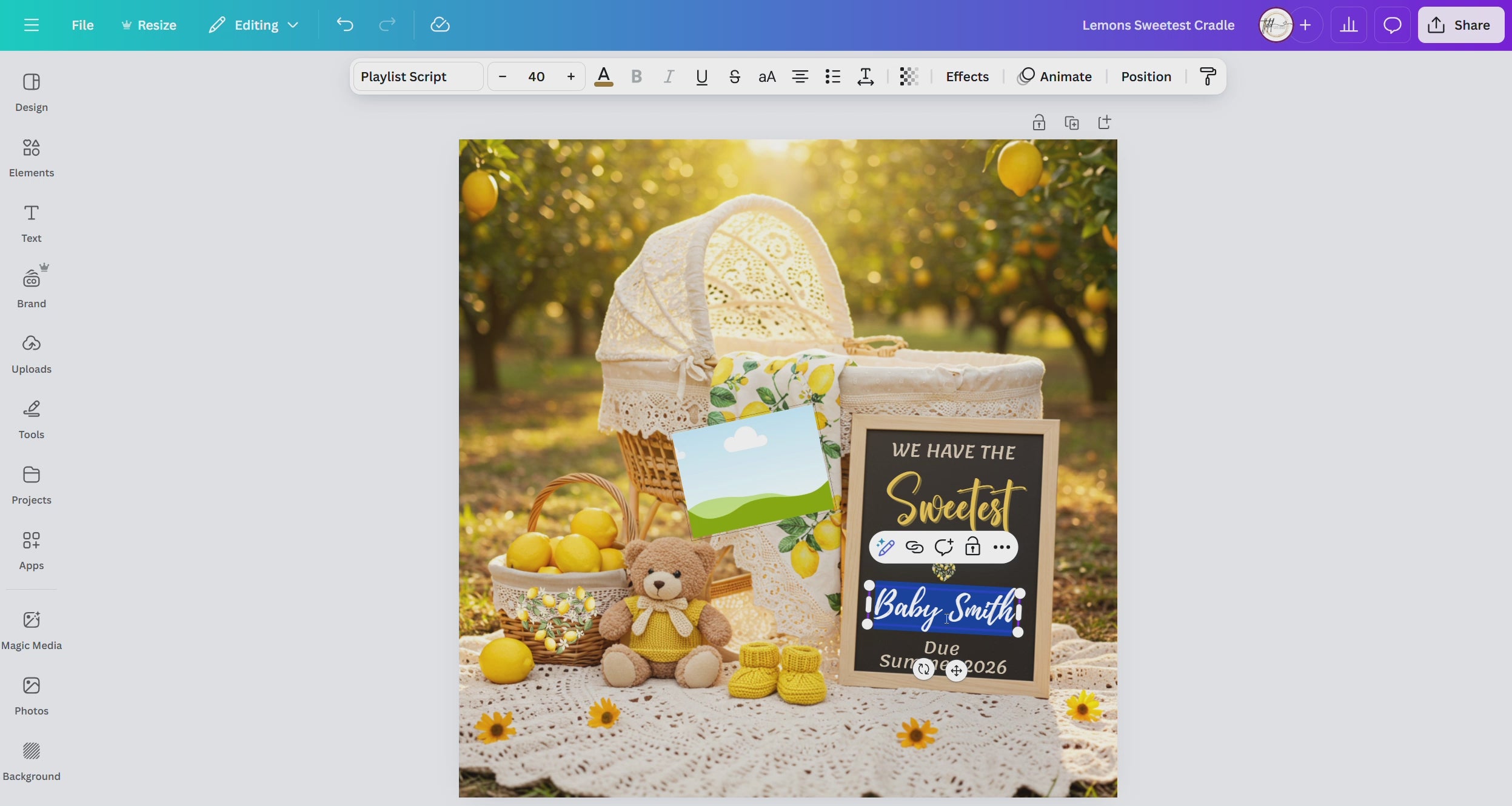 Digital Pregnancy Announcement, We Have the Sweetest News to Share, Customizable Lemon Themed, Personalized Editable Template