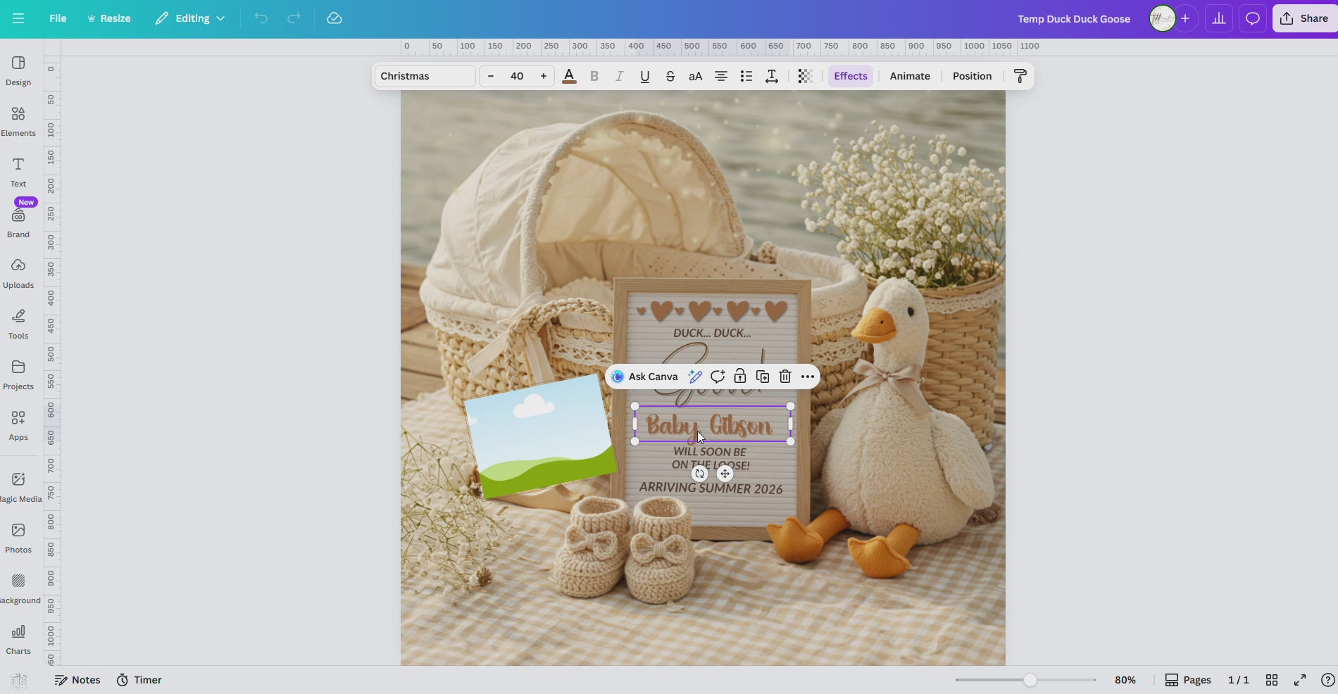 Digital Pregnancy Announcement, Duck Duck Goose, Instant Download Baby Reveal, Personalized Canva Editable Template