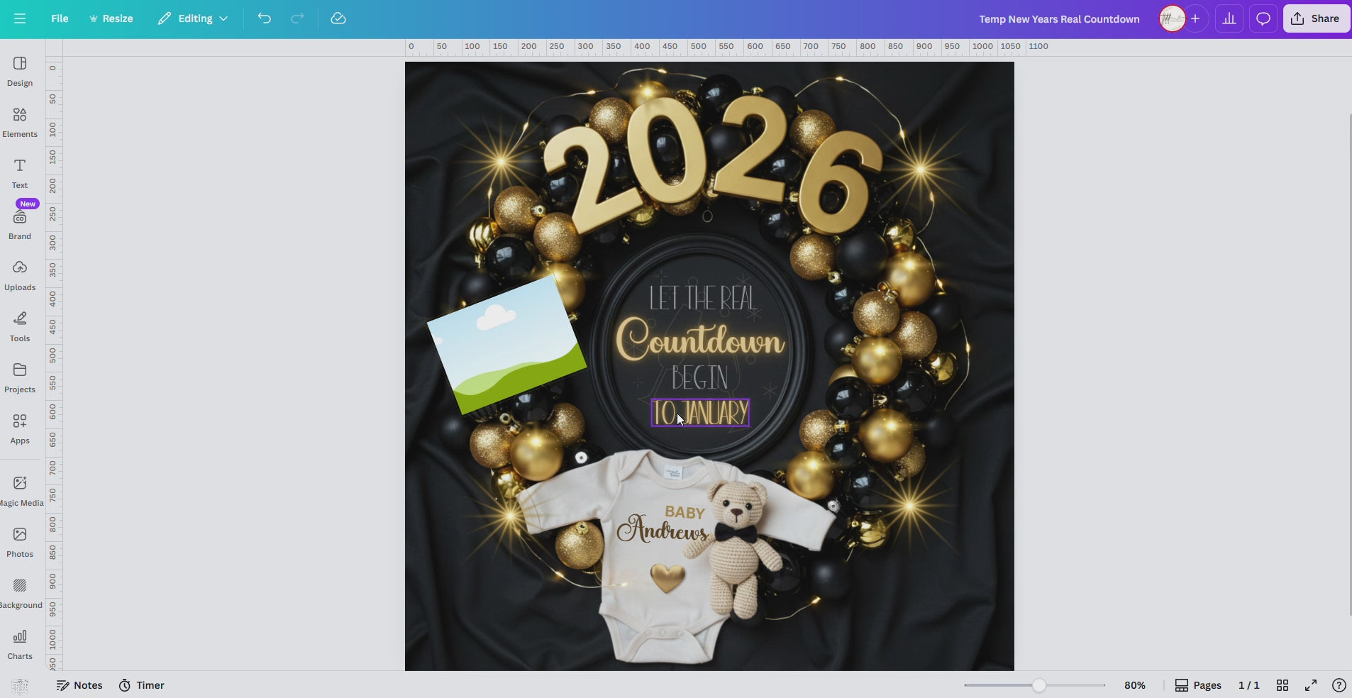 Digital Pregnancy Announcement, The Real Countdown Begin, Customizable New Years Themed, Personalized Editable Template