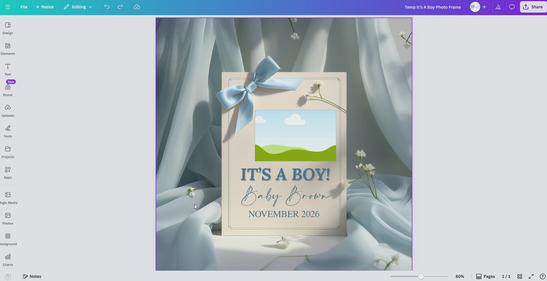 Digital Baby Boy Pregnancy Announcement, It’s A Boy, Gender Reveal, Customizable Personalized Editable Template
