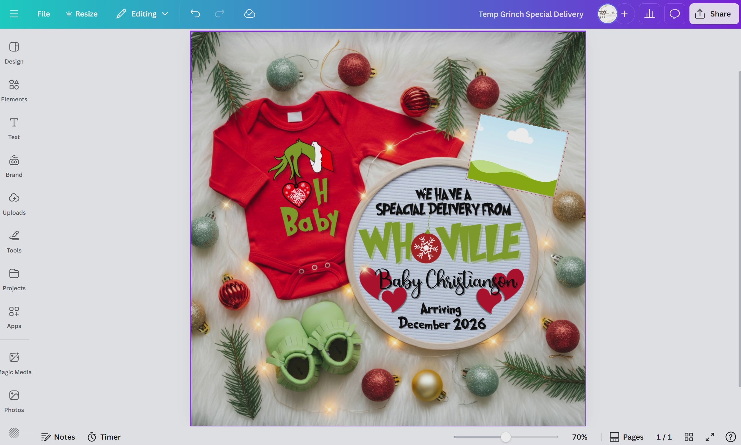 Digital Christmas Pregnancy Announcement, Special Delivery from Whoville, Customizable Grinch Themed, Personalized Editable Template
