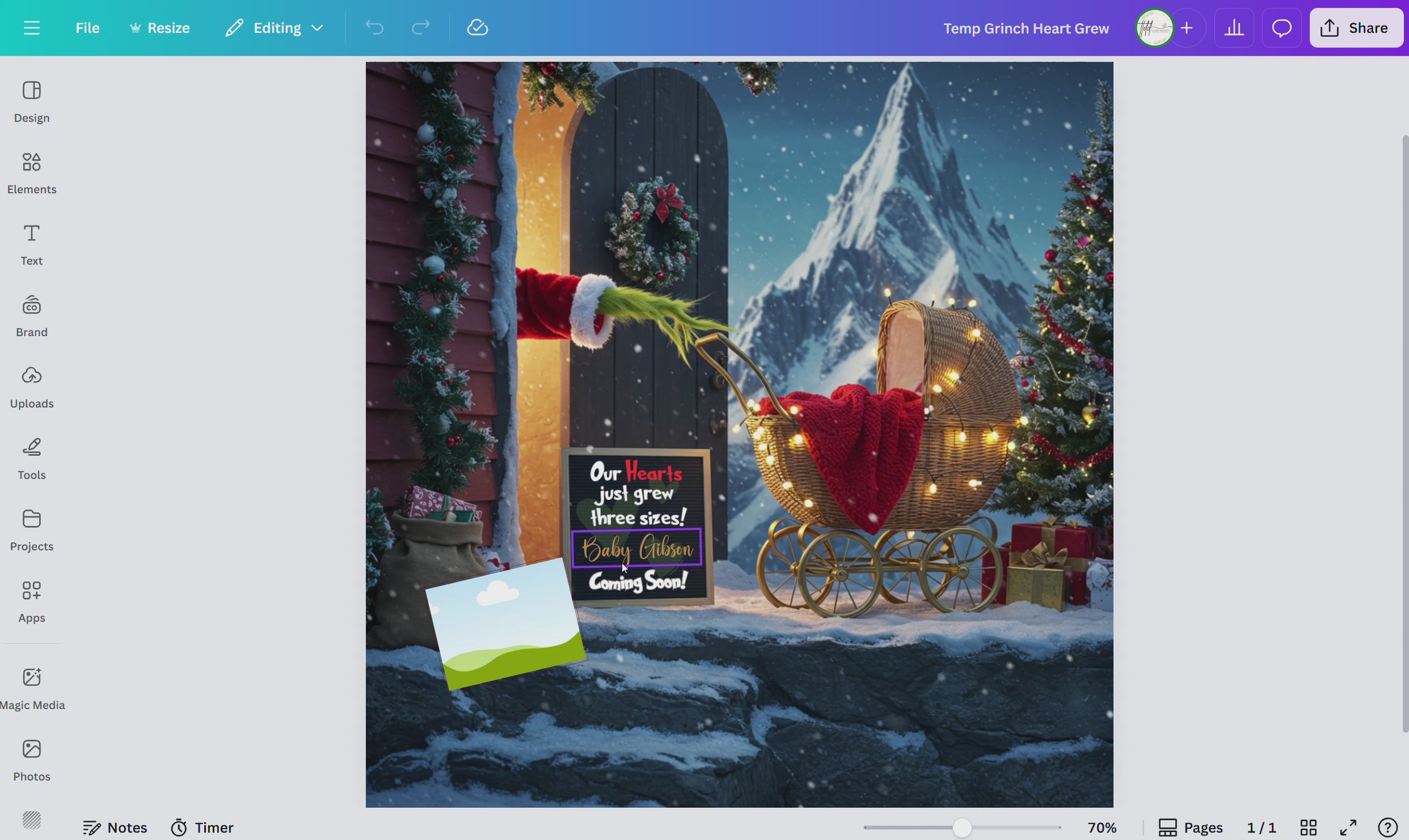 Digital Christmas Pregnancy Announcement, Our Hearts Just Grew Three Sizes, Customizable Grinch Themed, Personalized Editable Template
