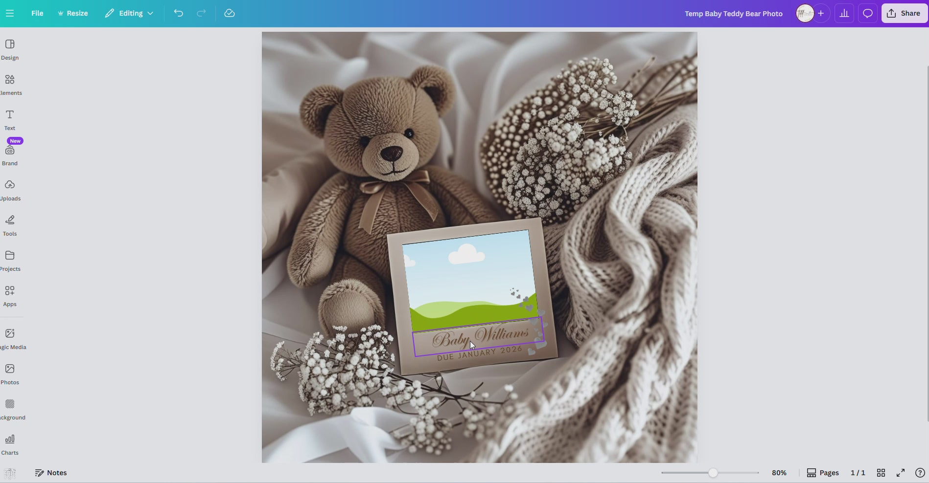 Digital Pregnancy Announcement, Teddy Bear Neutral Minimalist , Customizable Cozy Baby Reveal, Personalized Canva Editable Template