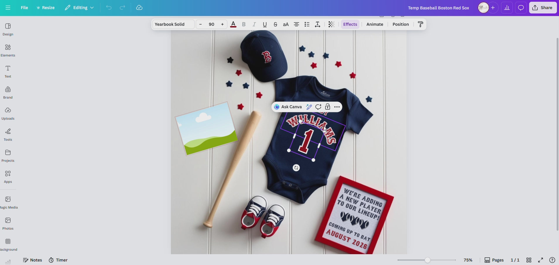 Digital Baseball Boston Red Sox Themed Pregnancy Announcement, New Player to our lineup, Customizable, Downloadable Editable Template