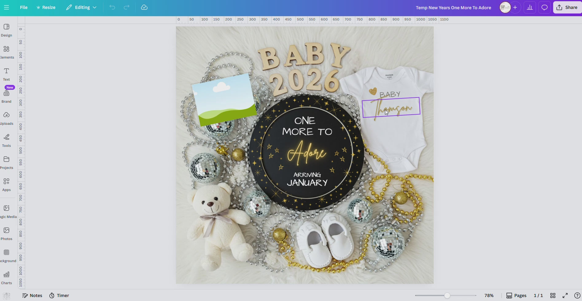 Digital Pregnancy Announcement, More To Adore, Customizable New Years Themed, Personalized Editable Template