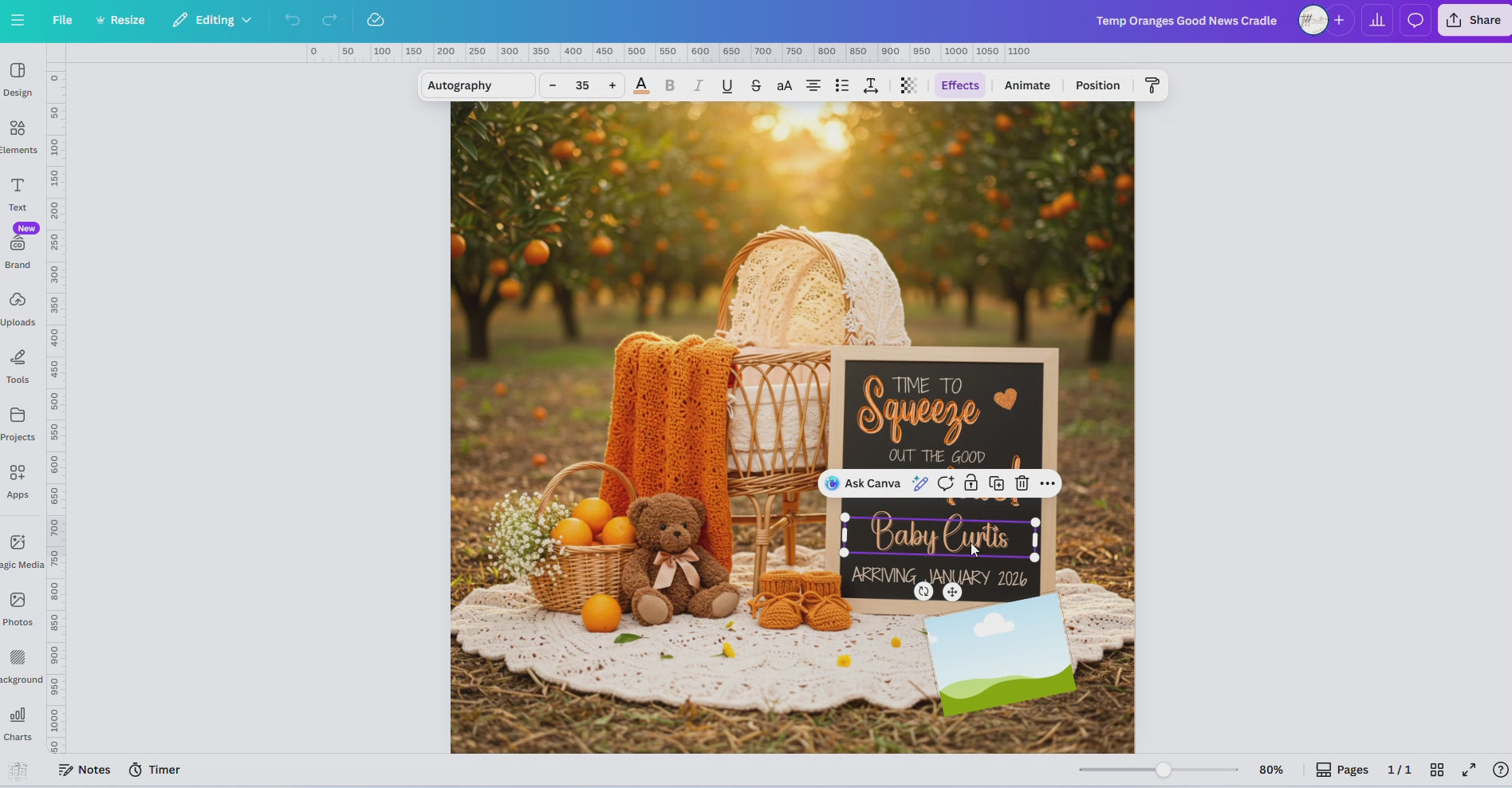 Digital Pregnancy Announcement, Squeeze Out the Good News, Customizable Oranges Themed, Personalized Editable Template